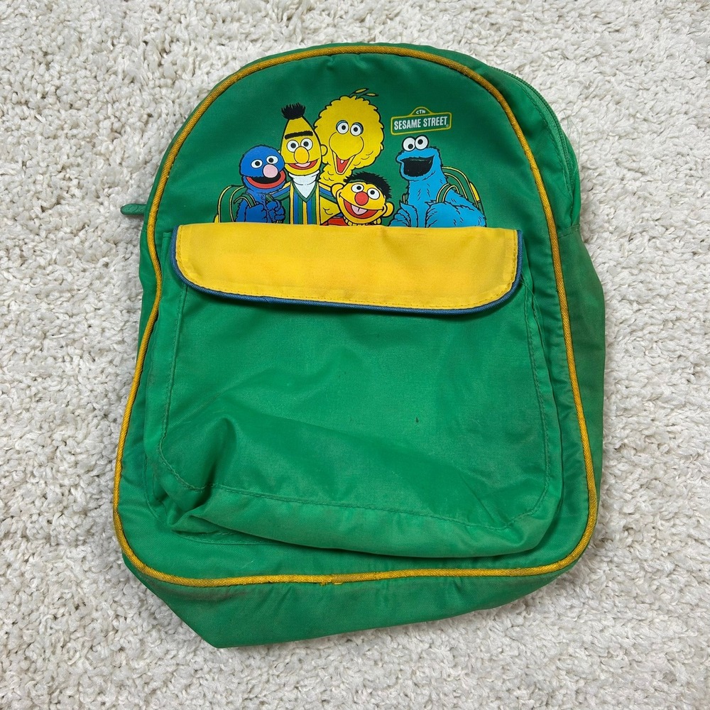 Fisher-Price Backpack Kids Green Vintage 1985 Sesame Street Characters 9352